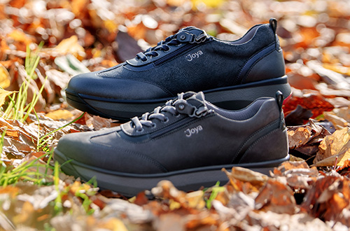 A pair of Joya shoes in a Autumn scene.